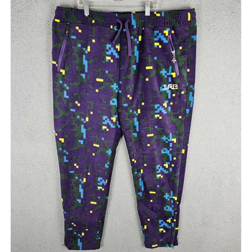 LRG‎ Lifted Research Glitch World Polar Sweatpants Mens XL Geo Fleece Ankle Zip